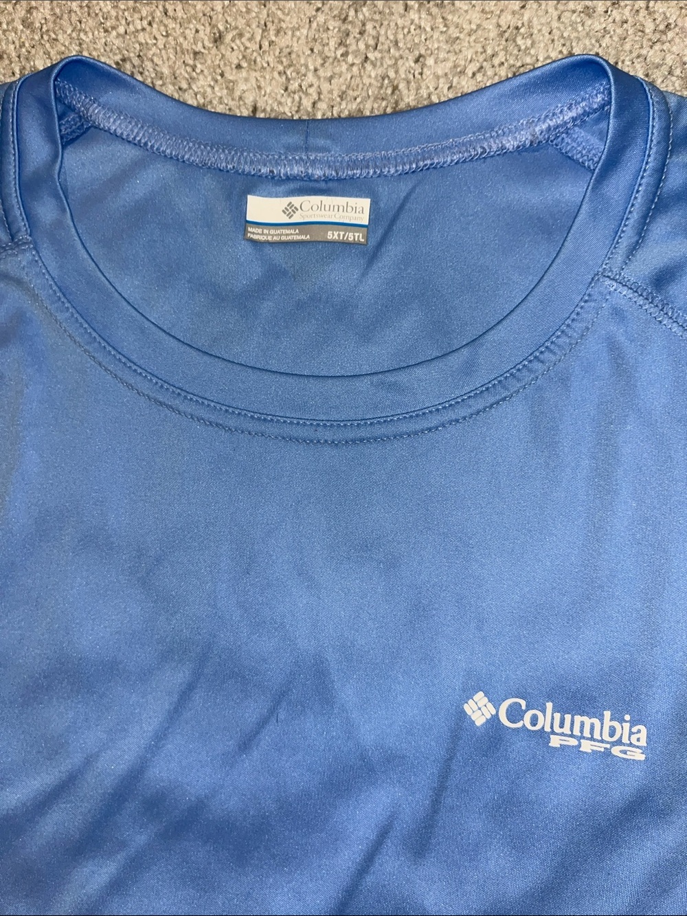 COLUMBIA PFG Terminal Tackle Blue OmniShade Long Sleeve Shirt Fishing 5XL Tall - Picture 3 of 4